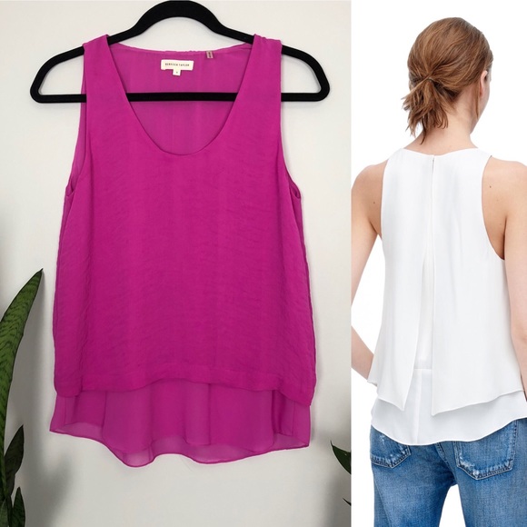 Rebecca Taylor Double Layer Aerin Top Fuchsia - Picture 1 of 11